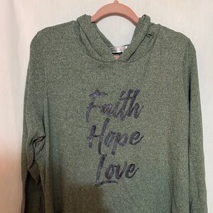 89th & Madison Olive Green Knit Top W/Hood, Size 2X, EUC, MAKE AN OFFER!!!